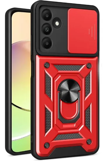 Newface Samsung Galaxy M15 Kılıf Pars Lens Yüzüklü Silikon - Kırmızı resmi