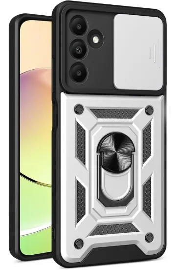 Newface Samsung Galaxy M15 Kılıf Pars Lens Yüzüklü Silikon - Gümüş resmi