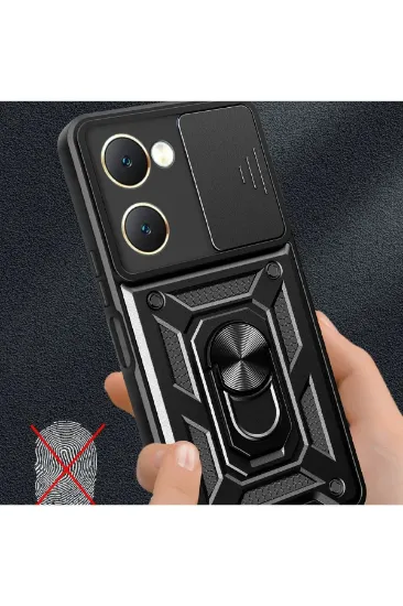 Newface Vivo Y18 Kılıf Pars Lens Yüzüklü Silikon - Lacivert resmi