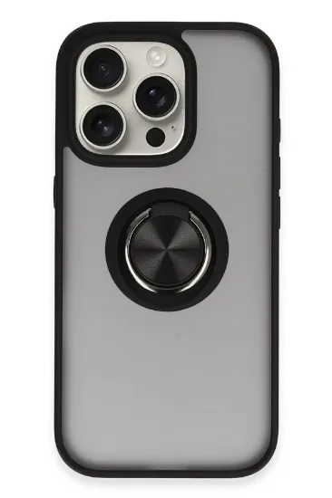 Newface iPhone 16 Pro Max Kılıf Montreal Yüzüklü Silikon Kapak - Siyah resmi