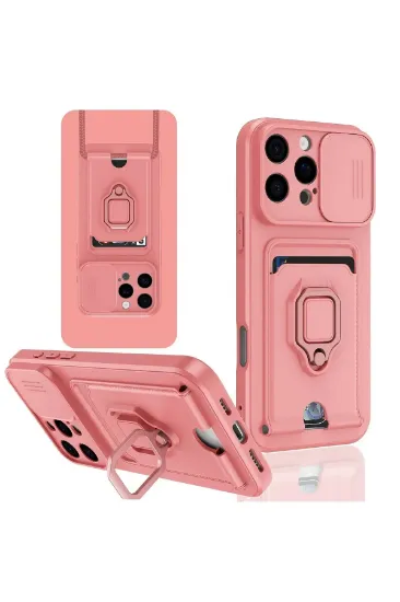 Newface iPhone 16 Pro Max Kılıf Zuma Kartvizitli Yüzüklü Silikon - Pembe resmi