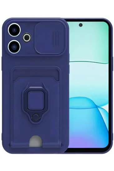 Newface Xiaomi Redmi 13 4G Kılıf Zuma Kartvizitli Yüzüklü Silikon - Lacivert resmi