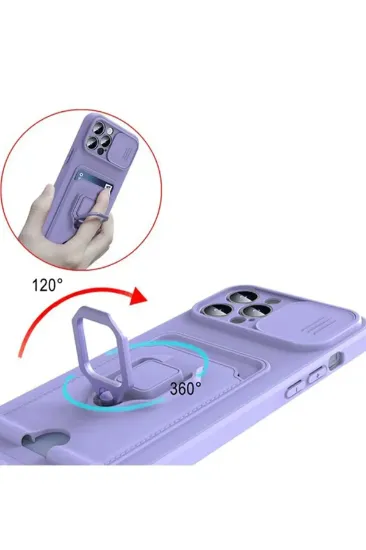 Newface Xiaomi Redmi 13 4G Kılıf Zuma Kartvizitli Yüzüklü Silikon - Lacivert resmi