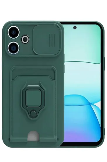 Newface Xiaomi Redmi 13 4G Kılıf Zuma Kartvizitli Yüzüklü Silikon - Yeşil resmi