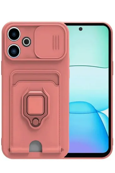 Newface Xiaomi Redmi 13 4G Kılıf Zuma Kartvizitli Yüzüklü Silikon - Pembe resmi