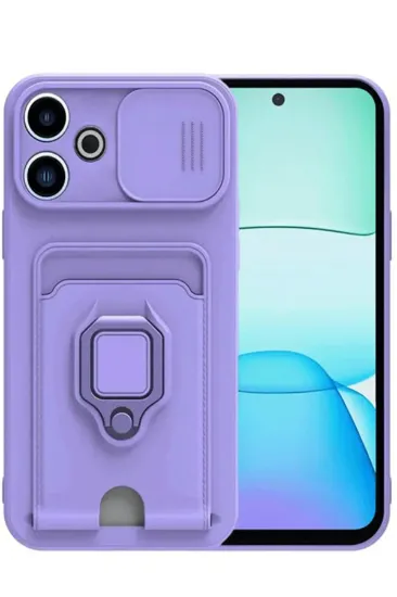 Newface Xiaomi Redmi 13 4G Kılıf Zuma Kartvizitli Yüzüklü Silikon - Lila resmi