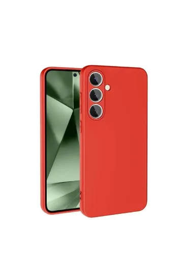 Newface Samsung Galaxy S24 FE Kılıf Nano içi Kadife Silikon - Kırmızı resmi