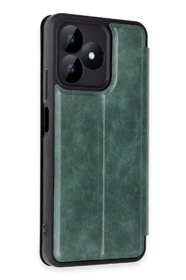 Newface Realme Note 50 4G Kılıf Flip Cover - Koyu Yeşil resmi