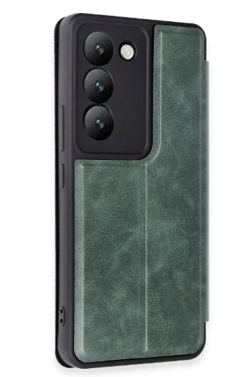 Newface Vivo V30 Lite 4G Kılıf Flip Cover - Koyu Yeşil resmi