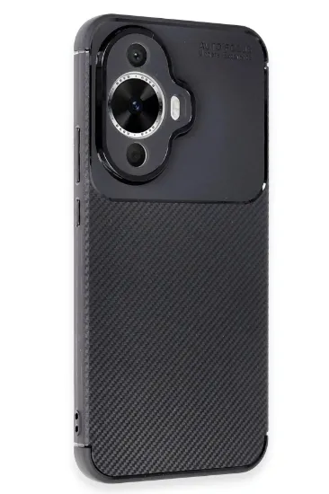 Newface Huawei Nova 12S Kılıf Auto Focus Karbon Kapak - Siyah resmi