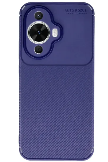Newface Huawei Nova 12S Kılıf Auto Focus Karbon Kapak - Lacivert resmi