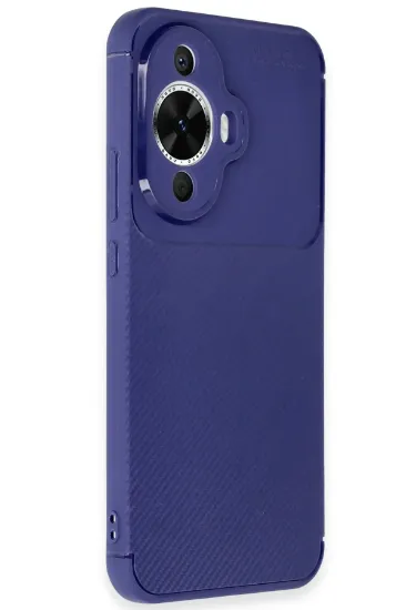 Newface Huawei Nova 12S Kılıf Auto Focus Karbon Kapak - Lacivert resmi