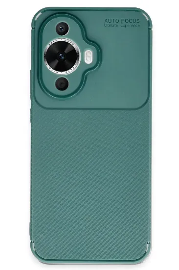 Newface Huawei Nova 12S Kılıf Auto Focus Karbon Kapak - Koyu Yeşil resmi