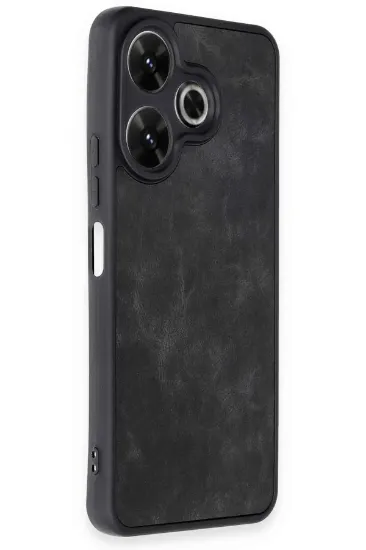 Newface Xiaomi Redmi 13 4G Kılıf Aras Deri Kapak - Siyah resmi
