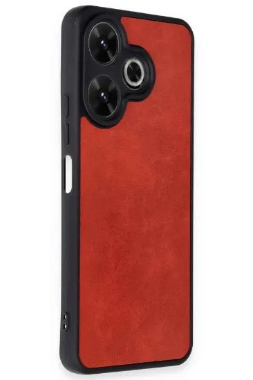Newface Xiaomi Redmi 13 4G Kılıf Aras Deri Kapak - Kırmızı resmi
