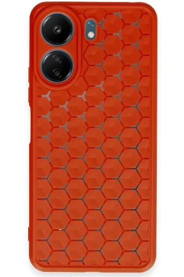 Newface Xiaomi Redmi 13C Kılıf Petek Silikon Kapak - Kırmızı resmi