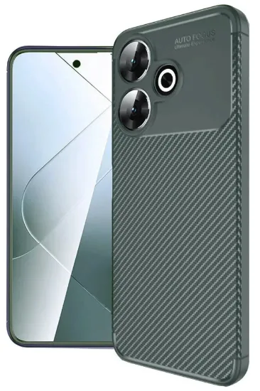 Newface Xiaomi Redmi 13 4G Kılıf Auto Focus Karbon Kapak - Koyu Yeşil resmi