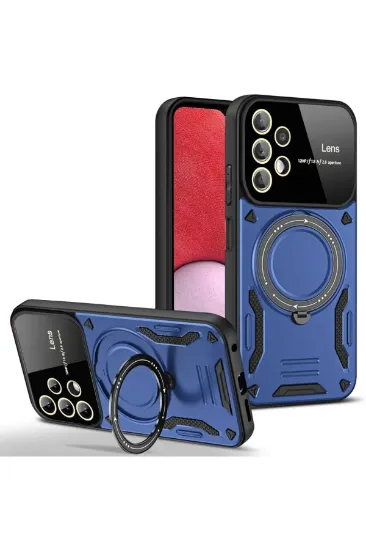 Newface Samsung Galaxy A32 Kılıf Joy Lens Standlı Kapak - Lacivert resmi