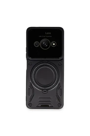 Newface Xiaomi Poco C61 Kılıf Joy Lens Standlı Kapak - Siyah resmi