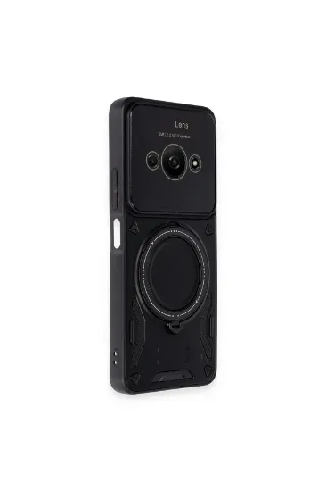 Newface Xiaomi Poco C61 Kılıf Joy Lens Standlı Kapak - Siyah resmi