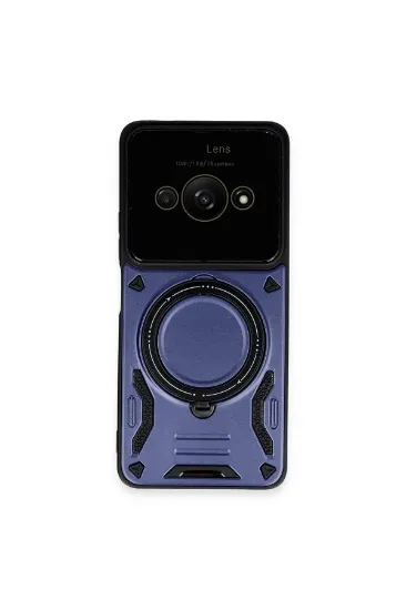 Newface Xiaomi Poco C61 Kılıf Joy Lens Standlı Kapak - Lacivert resmi