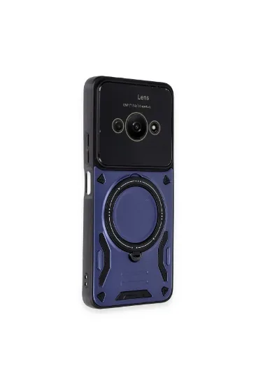 Newface Xiaomi Poco C61 Kılıf Joy Lens Standlı Kapak - Lacivert resmi