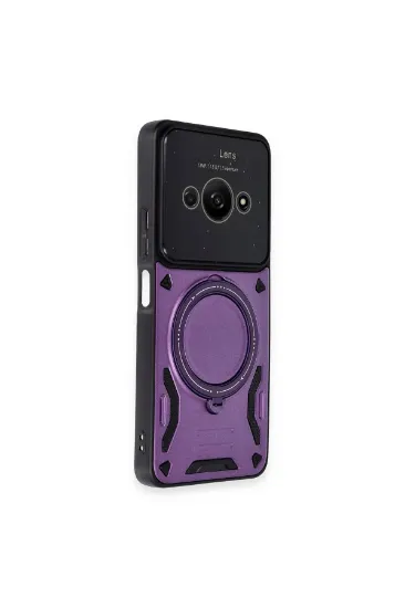 Newface Xiaomi Poco C61 Kılıf Joy Lens Standlı Kapak - Mor resmi