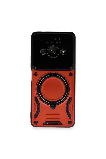 Newface Xiaomi Poco C61 Kılıf Joy Lens Standlı Kapak - Kırmızı resmi