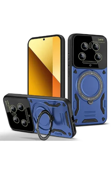 Newface Xiaomi Mi 14 Ultra Kılıf Joy Lens Standlı Kapak - Lacivert resmi