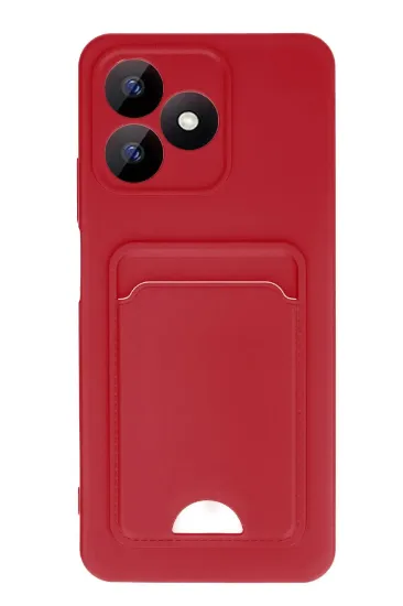 Newface Realme Note 50 4G Kılıf Kelvin Kartvizitli Silikon - Kırmızı resmi