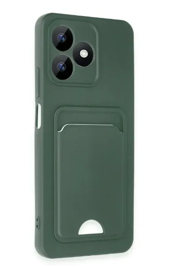 Newface Realme Note 50 4G Kılıf Kelvin Kartvizitli Silikon - Koyu Yeşil resmi
