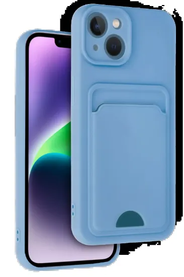 Newface iPhone 14 Kılıf Kelvin Kartvizitli Silikon - Mavi resmi