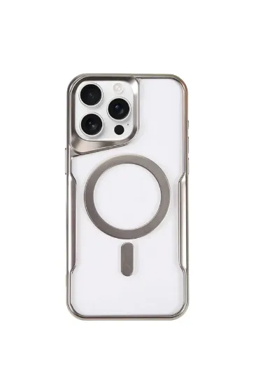 Newface iPhone 11 Pro Max Kılıf Boyi Magsafe Silikon Kapak - Gümüş resmi