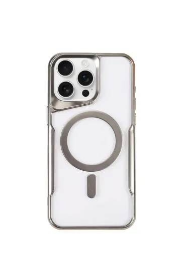 Newface iPhone 14 Pro Kılıf Boyi Magsafe Silikon Kapak - Gümüş resmi
