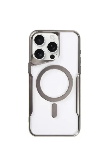Newface iPhone 14 Pro Max Kılıf Boyi Magsafe Silikon Kapak - Titan Gri resmi