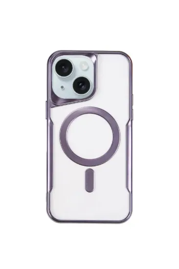 Newface iPhone 15 Kılıf Boyi Magsafe Silikon Kapak - Derin Mor resmi