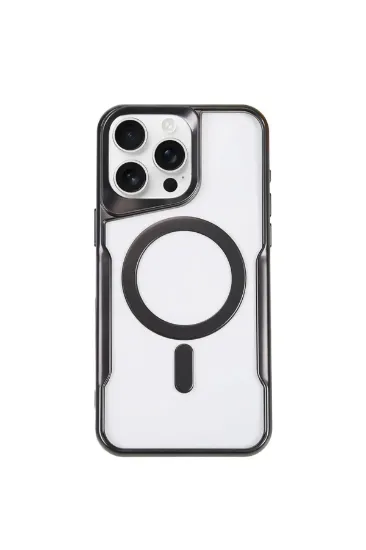 Newface iPhone 15 Pro Max Kılıf Boyi Magsafe Silikon Kapak - Siyah resmi