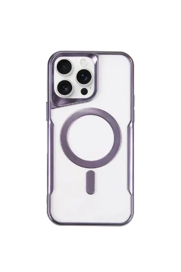 Newface iPhone 15 Pro Max Kılıf Boyi Magsafe Silikon Kapak - Derin Mor resmi