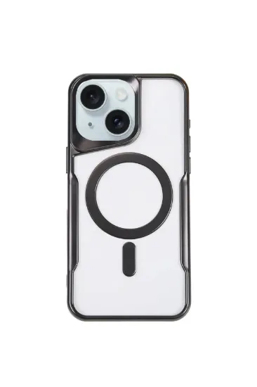 Newface iPhone 15 Plus Kılıf Boyi Magsafe Silikon Kapak - Siyah resmi