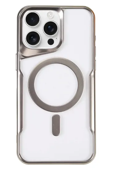 Newface iPhone 16 Pro Kılıf Boyi Magsafe Silikon Kapak - Gümüş resmi