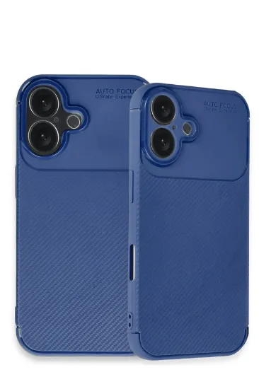 Newface iPhone 16 Kılıf Auto Focus Karbon Kapak - Lacivert resmi