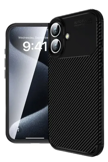 Newface iPhone 16 Plus Kılıf Auto Focus Karbon Kapak - Siyah resmi