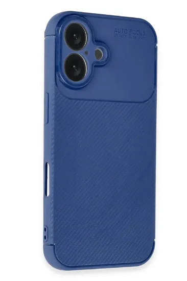 Newface iPhone 16 Plus Kılıf Auto Focus Karbon Kapak - Lacivert resmi