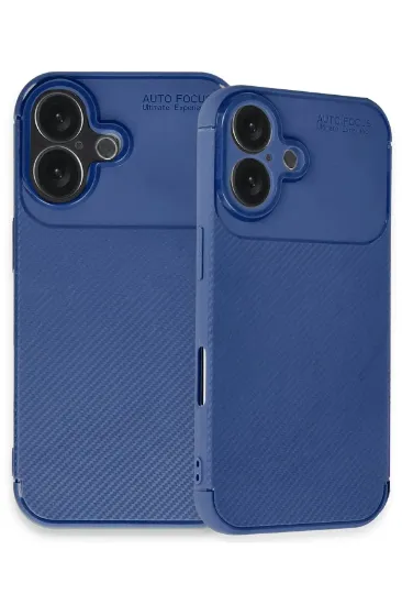 Newface iPhone 16 Plus Kılıf Auto Focus Karbon Kapak - Lacivert resmi