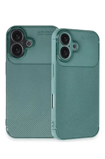 Newface iPhone 16 Plus Kılıf Auto Focus Karbon Kapak - Koyu Yeşil resmi