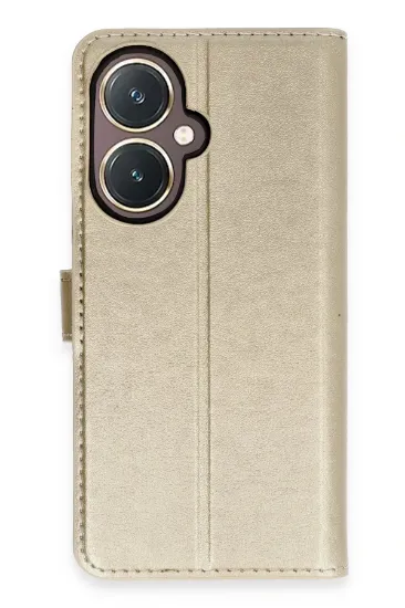 Newface Vivo Y27 Kılıf Trend S Plus Kapaklı Kılıf - Gold resmi