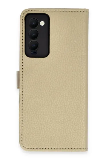 Newface Tecno Camon 18 Kılıf Trend S Plus Kapaklı Kılıf - Gold resmi
