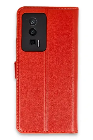 Newface Xiaomi Poco F5 Pro Kılıf Trend S Plus Kapaklı Kılıf - Kırmızı resmi