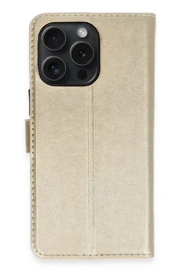 Newface iPhone 15 Pro Max Kılıf Trend S Plus Kapaklı Kılıf - Gold resmi