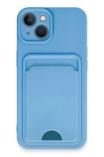 Newface iPhone 13 Kılıf Kelvin Kartvizitli Silikon - Mavi resmi